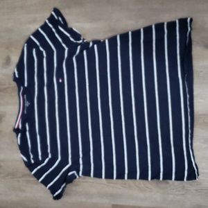 Tommy Hilfiger stripe slim fit T-shirt in navy Size: Medium Unisex